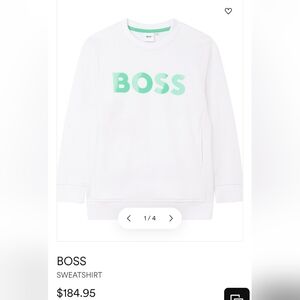 Hugo Boss Kids White Green Logo BOSS Sweatshirt Sz 5